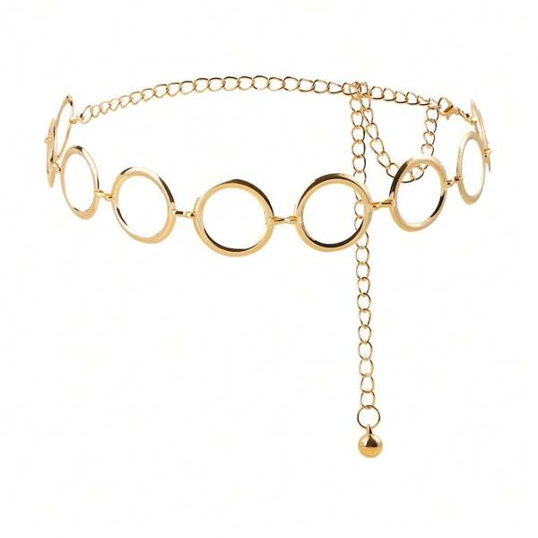 Corrente de cintura com placa de flor oca de metal vintage, cinto de cintura retrô estilo punk para mulheres, versátil para primavera, verão, outono, inverno