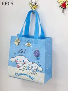Sanrio 1/4/6/12 pièces Sac Kuromi Sanrio, Anime My Melody Cinnamoroll, grand sac fourre-tout en tissu non tissé imprimé, idéal pour ranger des livres, cadeaux kawaii pour les vacances