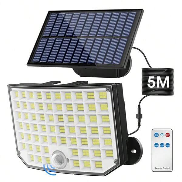 Solar Lights for Outdoor Use with Motion Sensor, 256 LED Outdoor Light, Solar Waterproof Solar Light, 3 Modes Spotlight with Remote Control, Solar Lamp Outdoor for Garden, Garage