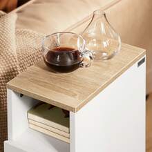 SoBuy Bedside Table Box Spring Bed Sofa Table Side Table Narrow Telephone Table Nightstand White WHT Approx. 20x60x35cm FBT149-WN - White - View 8