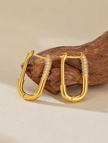 925纯银锆石椭圆形耳环套装，高品质，适合女性日常佩戴，可叠戴 - Luxury Hoop Earrings - 查看 10