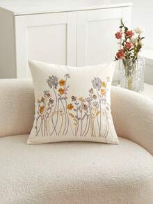 1pc Floral Embroidery Decorative Cushion Cover, Home Decor For Living Room - Multicolor - View 16
