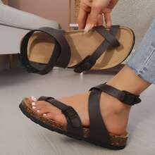 Women's Adjustable Buckle Non-Slip Sandals,Comfortable Arch Support Strap Cork Insole Slippers - 棕色 - 查看 6