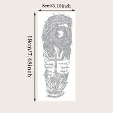 1 pièce Tatouage temporaire réaliste, design audacieux de croix de Jésus et de maquillage, tatouage réfléchissant imperméable et anti-transpiration, utilisation unique durant 5 à 12 jours