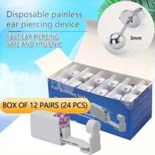 24PCS Disposable Ear Piercing Gun With Built-In Steel Stainless Stud Earrings-Safety Self Ear Piercing Kit
