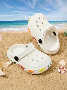 1 Pair Boys' Comfortable, Fashionable, Lightweight, Cute Colorful Cartoon Dinosaur Design Beach Sandals With Anti-Slip Toe Protection, Suitable For Spring/Summer - White - View 3