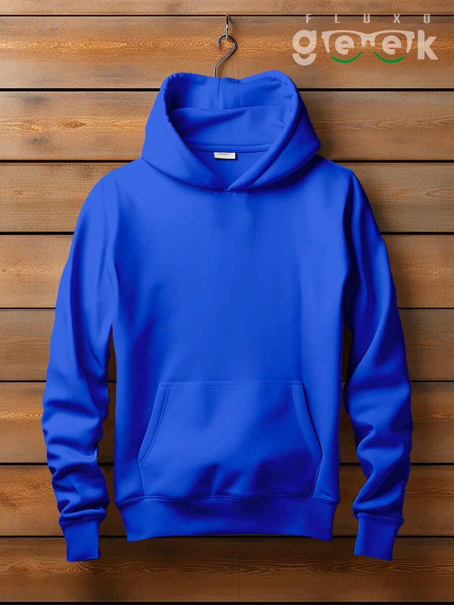 Plain Sweatshirt With No Print And Hood 2042 - 寶藍色 - 查看 1