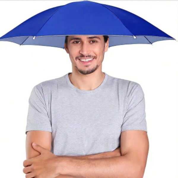 1 pieza, Sombrero paraguas con banda elástica para la cabeza, sombrero paraguas ligero, paraguas de doble uso para lluvia o sol para exteriores, paraguas para pescar, sombrero paraguas con banda elástica, paraguas portátil para exteriores