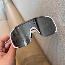 1PC Personalized Customization Fashion Kids' Sports Glasses, Oval Shape, White Color, PC Polycarbonate Frame And Lens, For Boys, Girls, Daily Decoration And Sports Play Back To School