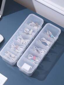 1pc Multi-Functional Transparent Plastic Box - Various Sizes Multi-Compartment Storage Box For Organizing Underwear, Socks, Beads, Craft Supplies, Jewelry, Hair Ties, Diamond Painting, Tea Bags, Instant Coffee, Sugar Packets, Earphones, Data Cables, Chargers, Fishing Lures, Small Items Desk, Dresser For Office And Home Organization, Dust And Water Proof, Back To School