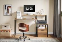 SoBuy Desk With 3 Shelves Computer Desk Office Desk Work Table For Home Office Corner Desk Industrial Design W X H X D Approx. 143 X 90 X 50 Cm FWT103-PF - Brown - View 4