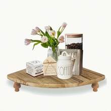 1 pezzo Mensola ad angolo, Organizer per ripiano da bagno, Scaffale da bancone da cucina, Alzata in legno per piano cucina, Vassoio decorativo rialzato, Sostegno per piante d'angolo, Organizer per bar da caffè per il piano cucina
