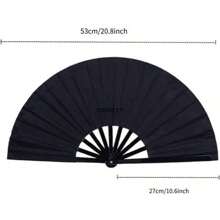 Large Elegant Black Folding Hand Fan With Sound - Nylon Fabric, Nostalgic Design For Kung Fu, Tai Chi, Dance And Sports Performances - The Perfect Gift For Men And Women. Summer Cooling,Beach,Travel