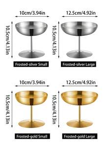 1 件不锈钢甜品碗冰淇淋杯，高脚创意 304 不锈钢冰淇淋杯，美食摄影道具 - 彩色 - 查看 3