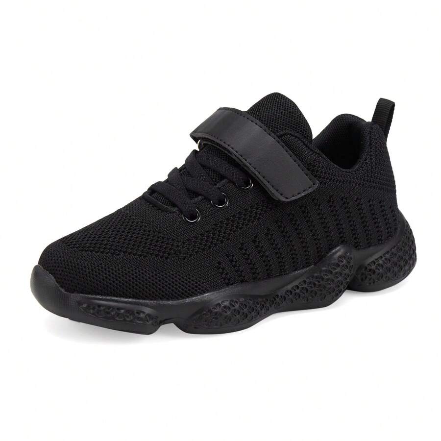 Black Kids Sneakers Girls Boys Shoes Lightweight Tennis Shoes Breathable Fashion Sports Shoes - Black - View 1