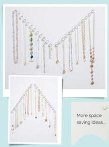 3M 1pc Wall-Mounted Acrylic Necklace Organizer With 12 Hooks, Best Gift For Girls And Women To Store And Display Necklaces, Bracelets, Bangles And Rings Valentine Day Back To School