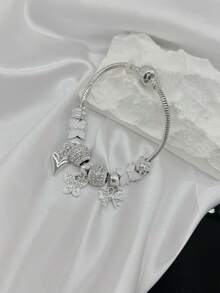 Silver Bracelet And Vivara Jewelry Silver With Pendant Bath With Varnish Gift Send Random Pendant Color - 銀色 - 查看 5