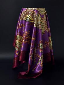 1 90cm Vintage Paisley Printed Headscarf, New Fashionable Square Scarf - Multicolor - View 11