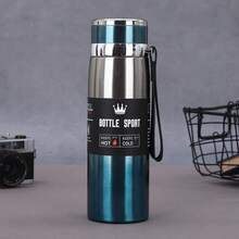 Butelka na wodę ze stali nierdzewnej, kubek do kawy, duża pojemność, zestaw do bufetów do uprawiania sportów na świeżym powietrzu i fitnessu - Wielokolorowe - Zobacz 5