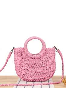 Yogodlns Sac à bandoulière en osier tissé, Décoration de marguerite, Petit sac à main fait main, Sac d'été bohème