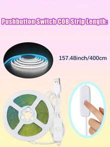 1pc 3.28ft-16.4ft LED Light Strip, 320 LEDs/M, Button Control, 3 Color Temperature Options, Suitable For Party, Room, Kitchen, Home TV, Household Decoration