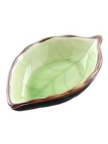 4pcs Ceramic Leaf Shaped Condiment Dishes, Crackle Leaf Pattern Multi-Purpose Tableware, Suitable For Home Kitchen And Dining Room - Multicolor - View 8