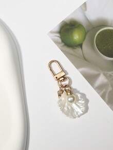 10pcs/Set Fashion Shell Faux Pearl Rhinestone Keychain Bag Decoration Accessories, Suitable For Mother's Day, Valentine's Day Gifts Car Accessories Bag Charm School Faux Pearl Cute Goth Y2k - 10-piece Set - View 3