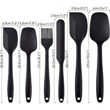 Silicone Cooking Spatula Set, Set With One Piece Design, Nonstick Rubber Spatula Kitchen With Stainless Steel Core For Cooking, Baking, And Mixing - Black