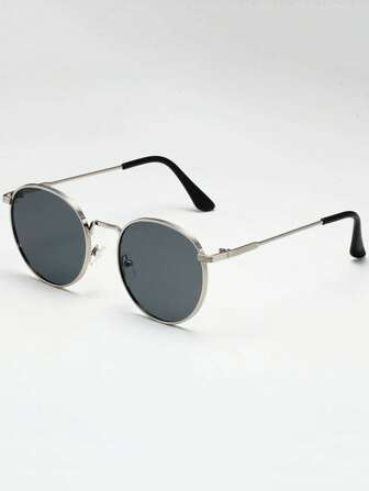 1 Pair Vintage Round Plastic Frame Fashion Glasses, Fashionable For Traveling, Driving For Summer Beach Vacation,Outdoor,Travel