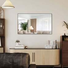 BEAUTME Bathroom Wall Mirror, Multiple Sizes Available, Black Bathroom Mirror, Aluminum Frame & Right Angle Rectangular Mirror, Vanity Mirror For Bathroom, Decorative Wall Mounted Mirror Horizontal/Vertical