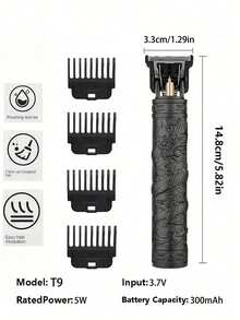 2合1男士電動剃鬚刀和修鬍器，多功能USB可充電剃須刀，附有3個刀頭 - 方便車上使用 - 黑色 - 查看 10