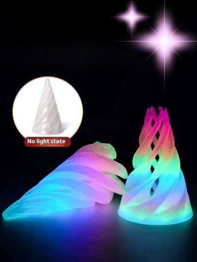 1/2/4个装3D打印螺旋锥减压玩具，迷你漩涡线错觉桌面摆件纪念品，缓解焦虑，减压小工具，旋转折叠三维立体造型（产品需吸收阳光后置于黑暗处呈现夜灯效果），彩虹色随机