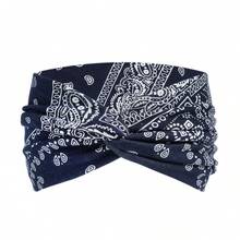 1件装女士新款波西米亚佩斯利花纹复古印花瑜伽头带，弹性运动交叉发带，发饰，头巾式头带，秋冬季保暖发带，适合度假装扮，女士优雅围巾，女士头巾，柔软头巾