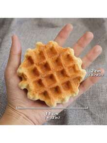 1pc, 4.33 Inch High, PU Material Realistic Round Waffle Bread, Authentic Chocolate Muffin Fake Food, Food Toys Model Display Decor, Photography Stage Props, Christmas Gift, New Year Gift, Party Decoration - Waffles - View 13