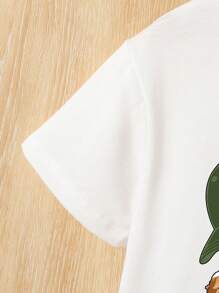 Tween Boys' Cartoon Graphic Print Short Sleeve T-Shirt And Woven Shorts Set