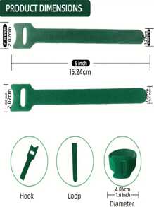 200pcs Reusable 6-Inch Adjustable Non-Slip Nylon Plant Ties With Hook And Loop Fasteners, Green, Ideal For Climbing Plants, Support, And Gardening Applications, Garden Maintenance | Functional Gardening Tool | Secure Fastening