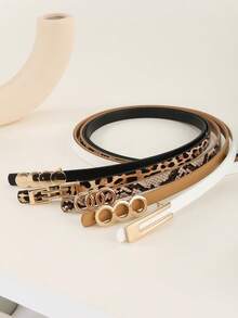 5pcs Metallic Geometric Buckle Belts, Fashionable For Teenagers And Young Women, Suitable For Parties, Gatherings And Casual Occasions Summer, School Fall, Autumn, Halloween - Multicolor - View 10