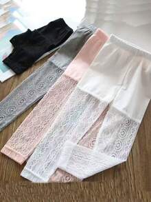 1 件女童蕾丝七分紧身裤春夏7/9长纯棉防蚊镂空透气短裤 - 彩色 - 查看 6