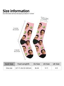1 Pair Customizable Face Pink Lemon Pattern Mid-Calf Socks For Men, Holiday Gift