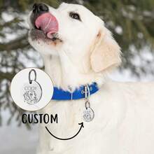 1pc Personalized Pet Portrait ID Tags - Custom Round Name & Number Engraved Dog & Cat Collar Tags - Multicolor - View 9