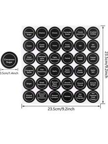 180 张调料罐标签，黑色圆形，直径 1.5 英寸，149 张预印标签和 31 张空白可书写标签，适用于调料容器、梅森罐等。 - 黑與白 - 查看 3