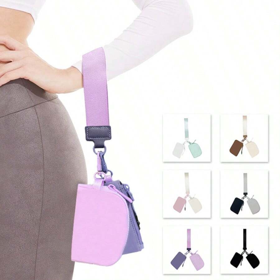 Bộ 2 chiếc/Bộ Ví cầm tay bằng nylon chống thấm nước nhẹ đa chức năng thời trang thể thao, túi đựng tiền xu, thẻ, móc chìa khóa, ví nữ, ví mini, ví đeo tay, ví đựng tiền xu