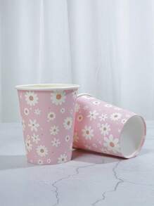 10/25 Vasos de papel desechables con temática de flores frescas, de 9 onzas/250ml, vasos de bebida desechables, vasos de café desechables para fiestas de cumpleaños, adecuados para diversas fiestas, bodas, hogares, oficinas, vasos de bebida, vasos de bebida fría, vasos de té caliente, tazas de café, vasos de comedor, suministros y accesorios para fiestas de cumpleaños