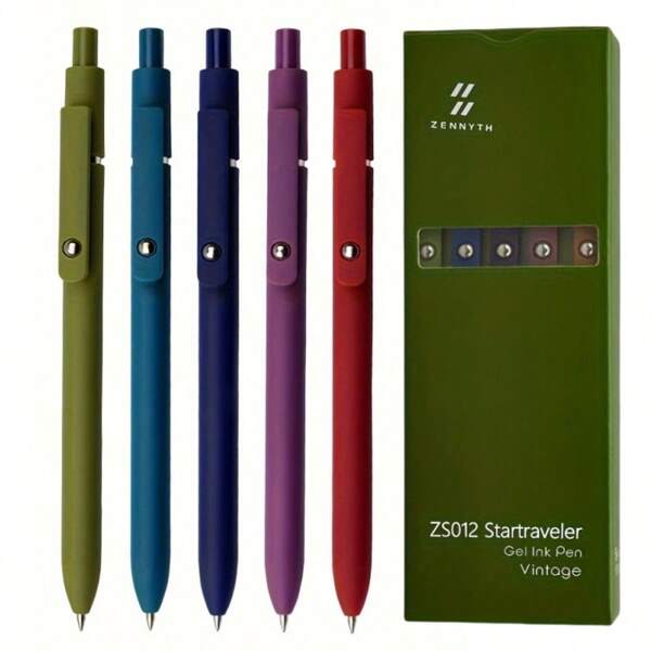 5pcs Vintage Color Low Gravity Gel Ink Pens - Quick-Drying, High Skin Affinity, Highly Attractive,School Supplies,Back To School