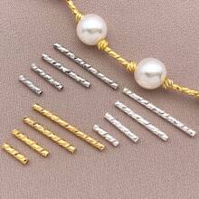 20/30/50 peças Contas de tubo banhadas a ouro 18K reais Contas de semente de tubo de latão torcido Contas espaçadoras de tubo longo para artesanato faça você mesmo Pulseira feminina Colar Fabricação de joias Furo: 1,5 mm