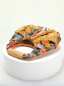 1 件 Sculptedstyle 包袋 - 彩色 PVC 亮片拼布、网眼、刺绣花叶云朵图案褶皱休闲夏季沙滩手提包，适合女士 - 橘色 - 查看 7