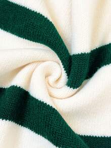 FOR BEAUTY Spring/Summer New Vintage Striped Contrast Color Lapel Sleeveless Knit Top, Loose Casual Pullover, Commuting Style, Christmas Top, New Year - Apricot Dark Green - View 5