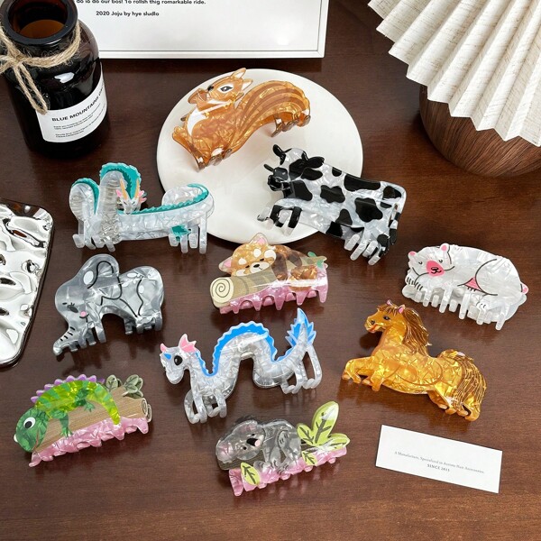 1pc Versatile Cute Small Animal Claw Clip, Cartoon Hair Claw, Ponytail Holder Hairpin, Charming Animal Hair Accessories Hair Clips Hair Jaw Clip Hair Clamps Hair Clutch Hair Catcher Clip
