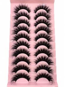 10 Pairs Long Thick Fluffy Volume False Eyelashes Faux Mink Lashes DD Curl Fake Eyelash Full Strips Manga Spiky Cross Eye Lashes 5 Styles Mixed 5D Fluffy Lashes, Thick Cross False Lashes, Multi-Layered Curly Lashes, Create Dramatic Thick Effect Suitable For Parties And Celebrations
