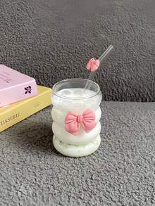Butterfly Princess Series Glass Straw Cup - Coffee Straw Cup, Bubble Tea Straw Cup With Bowknot Glass Straw - Excellent Choice For Holiday/Birthday Gifts! - Multicolor - View 7